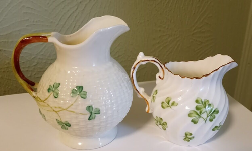 Two Clover Shamrock Creamers Belleek Ireland & Aynsley England (16A) - Picture 2 of 6