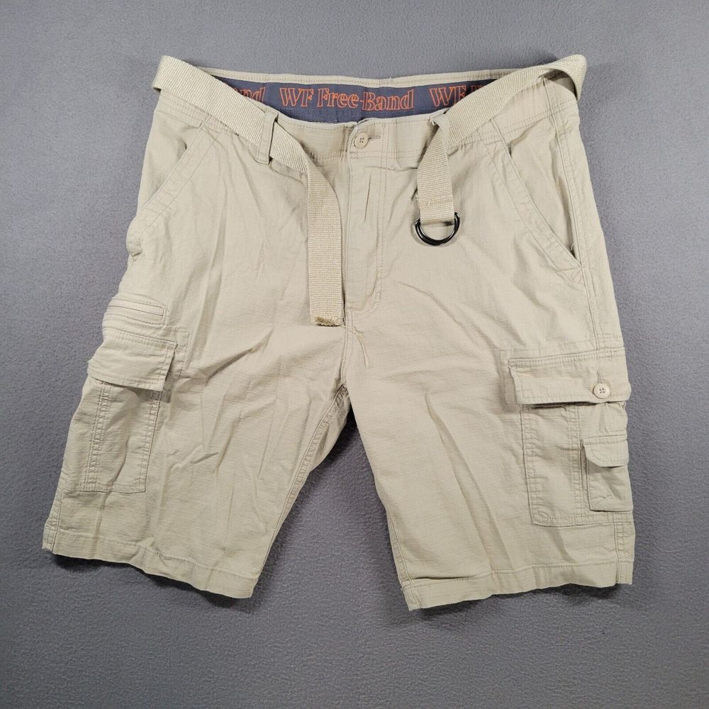 Wearfirst Free Band Shorts Mens 38 Biege Ripstop Cargo Stretch Utility Belt