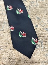Santa Claus blue sailboat Cape Cod Neckwear vintage embroidered critter necktie