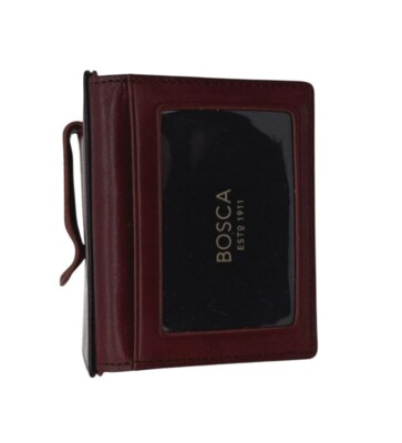 BOSCA Men's BiFold Front Pocket I.D. Wallet Old Leather Cognac