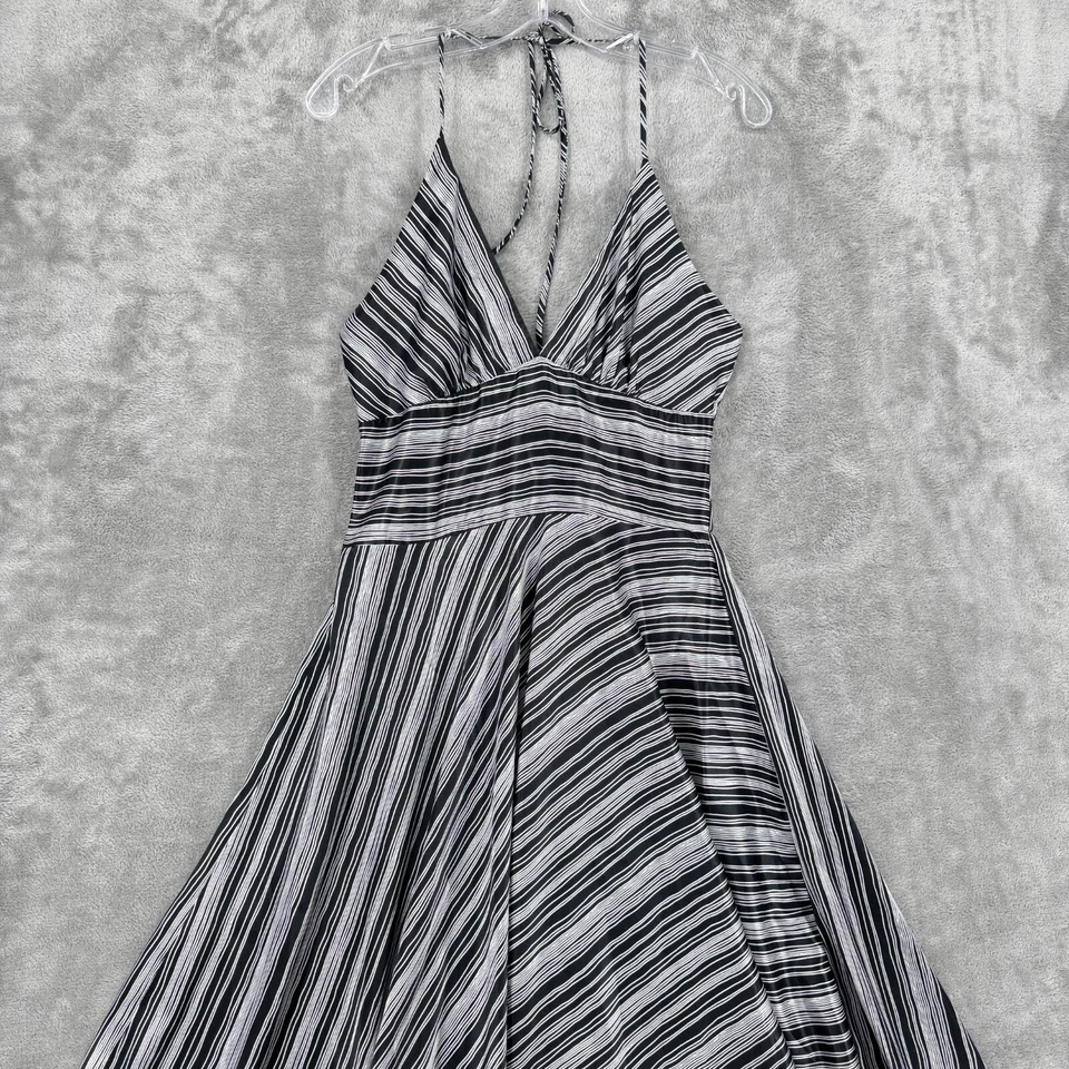 Vestido Vintage Alyn Paige Mujer 6 Halter Satinado Rayas Retro Años 90 Y2K Retro Negro Foto 3 de 4