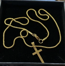 Stainless Steel Gold Cross Pendant Necklaces Chain 16 Inch Gold Cross Chain
