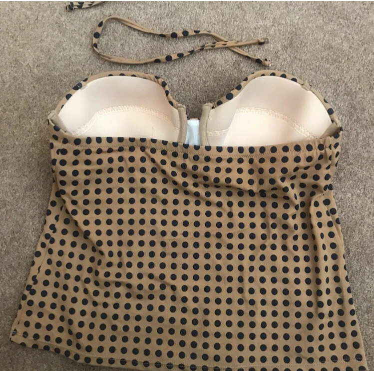 Traje de baño Tankini a lunares azul marino/tostado usado en excelente estado J.Crew EXCELENTE talla 4 copa D Foto 2 de 4