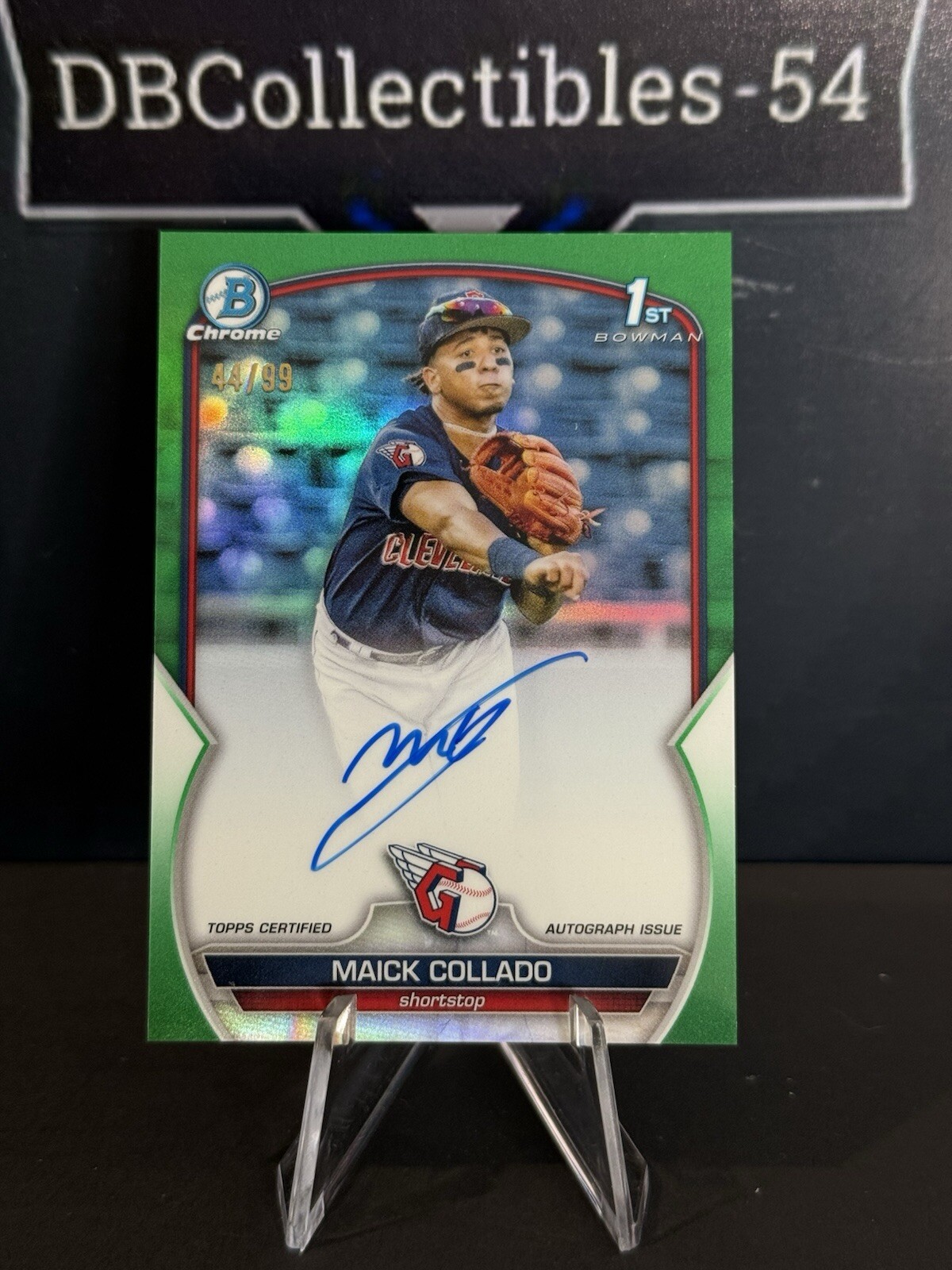 2023 Bowman Chrome Maick Collado 1st True Green Auto 44/99 Cleveland Guardians