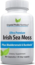 Organic Sea Moss Supplements with Bladderwrack and Burdock Root. Pure Sea Mos...
