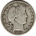1902 Barber Half Dollar grades VERY GOOD + ~ PLEASE SEE THE SCAN   stk h1100