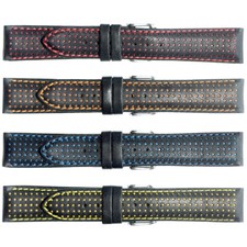 Men s Regular Calf Leather Padded  Stitched Watch Strap Band, 4 Optional Colors