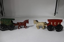 Vintage Cast Iron horse and ice truck and us mail truck, lot of 2