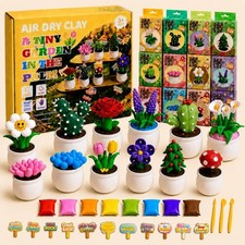 Air Dry Clay Kit for Kids, 12 Plants Modeling Magic Clay Sculpting Tools Ul...
