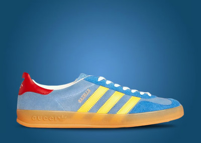 [Luxury] ADIDAS x GUCCI GAZELLE BLUE MEN'S SHOES - MADE IN ITALY - 2 WEEK SHIP