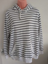 TOG24 Ciccone Women  s Nautical Striped Hoodie Size 14 White Navy Cotton Blend
