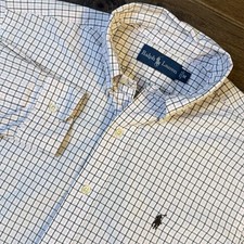 Polo Ralph Lauren Button Down Shirt Men  s Med Windowpane Plaid Pink Brown 