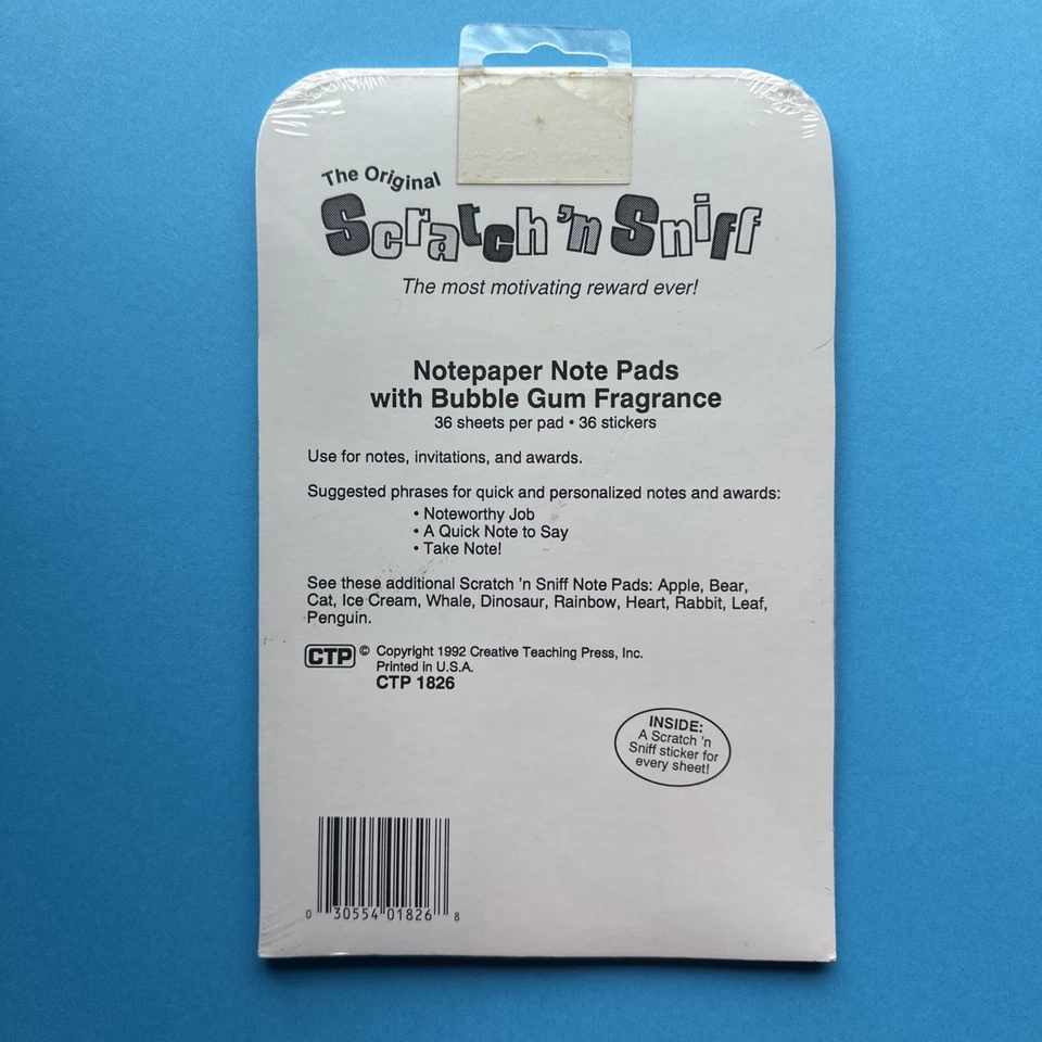 Vintage 80s 90s CTP Scratch & Sniff Bubblegum Stickers 1992 Notepad Reward Paper - Image 3 of 4