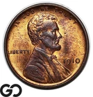 1910 Lincoln Cent Wheat Penny, Red Brown, Gem BU++