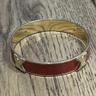 Vintage Signed Monet Red & Gold Kisses Bangle Bracelet 2.5” Costume Jewelry