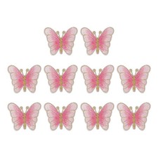 10 Pcs Farfalle Adesive Da Stirare, Applicazione Ricamata Da Cucire, Rosa