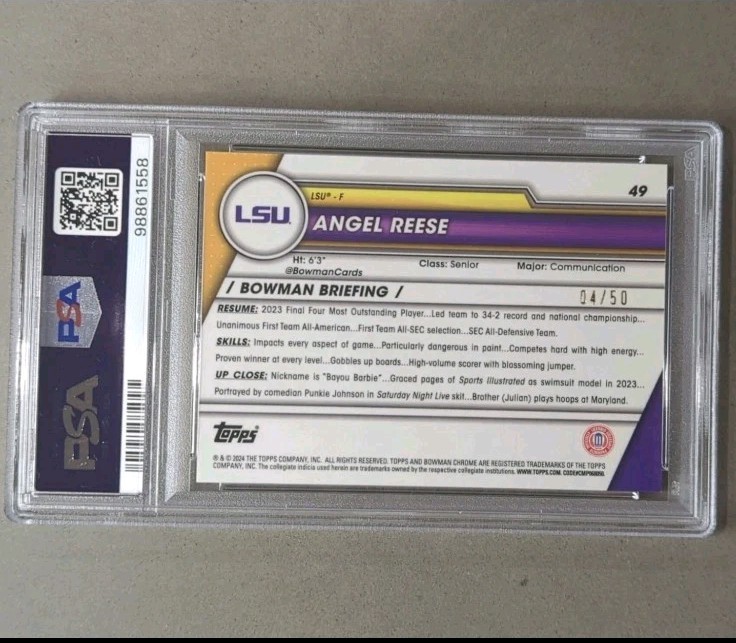 Angel Reese 1st 2023 Bowman U Chrome Gold Shimmer #4/50 PSA 10 LSU Dream USA RC view 4