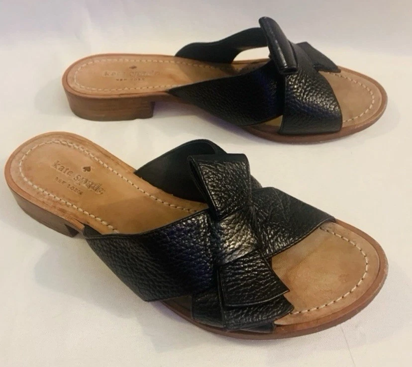 SANDALI ELEGANTI KATE SPADE NY BECKY FIOCCO PELLE NERA 7 5M