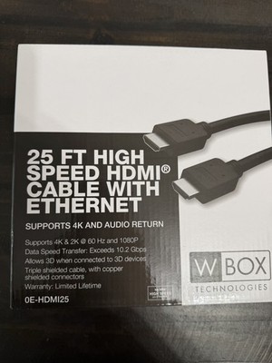 W Box Technologies 0E-HDMI25 25FT High Speed HDMI Cable w/ Ethernet 4K CL3 NEW
