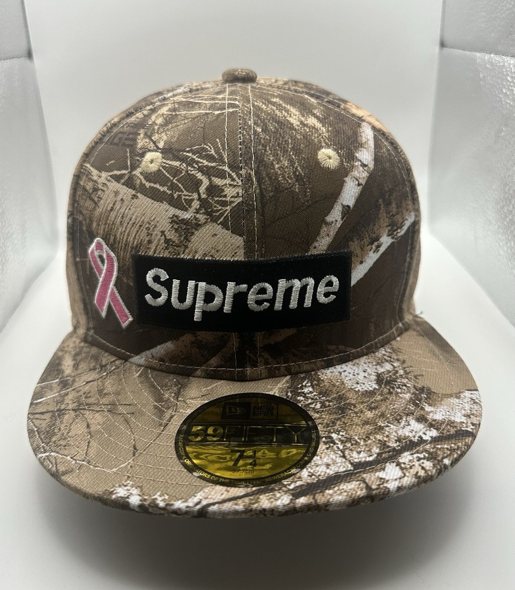 Supreme New Era Breast Cancer Awareness Box Logo Fitted Hat Camo