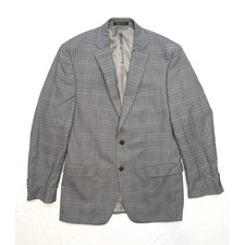 CALVIN KLEIN Men  s SPORT COAT 100 WOOL Gray BLAZER 38R 2 Button Ventless