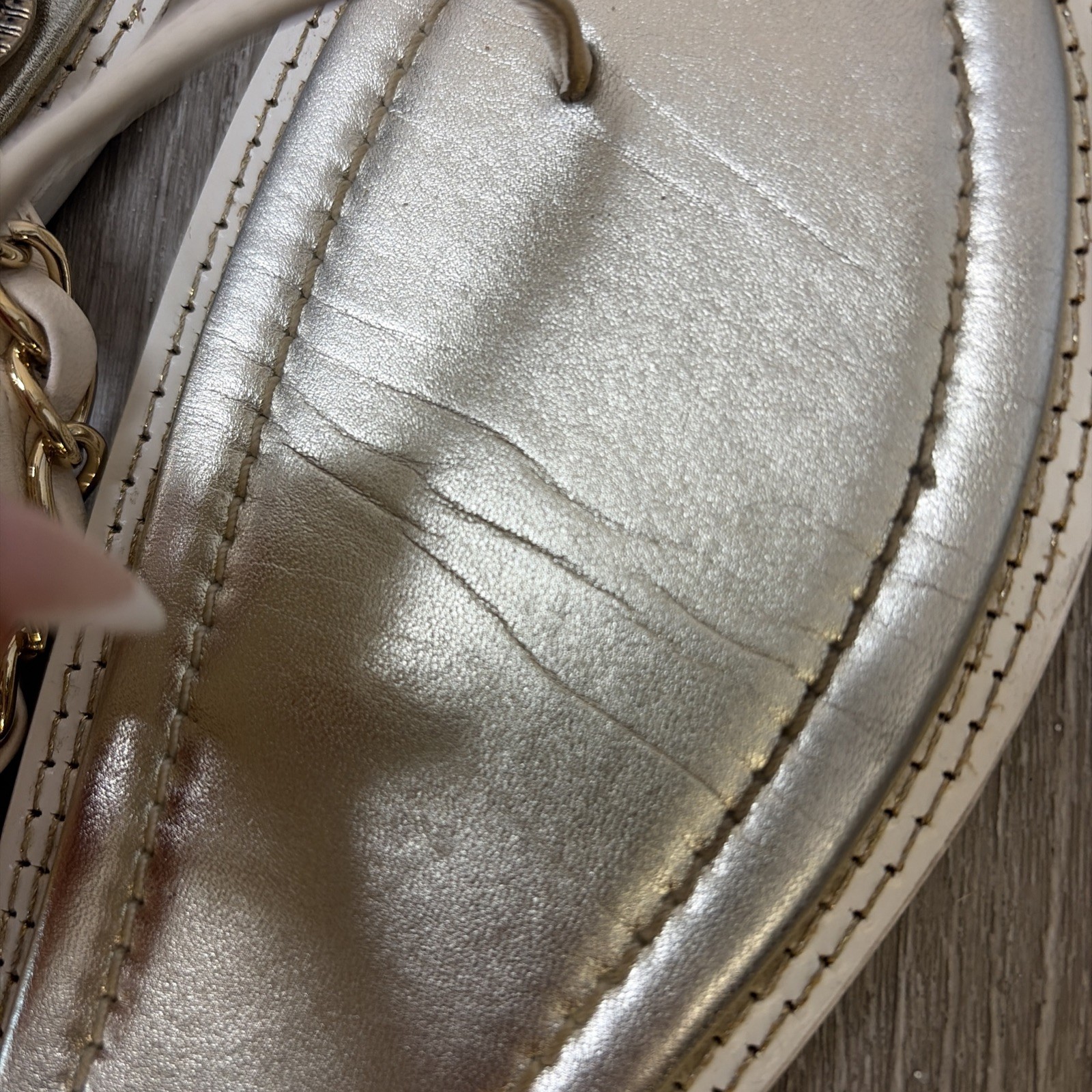 Chanel Silver And White Interlocking CC Sandals S… - image 4