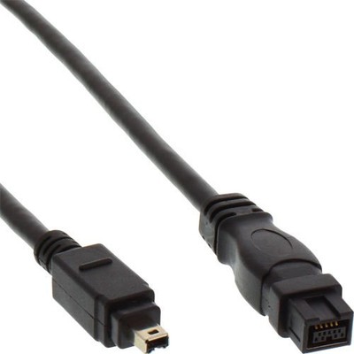 10x InLine FireWire Kabel 4pol / 9pol Stecker / Stecker 1m schwarz