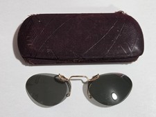 Vintage Original 1950's Polaroid Gold Cat Eye Clip-On Sunglasses With Case, USA