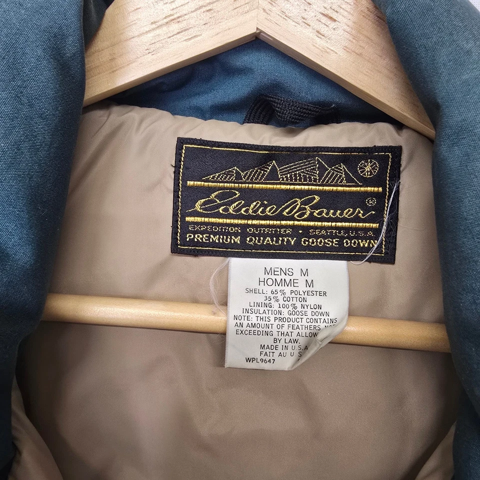 Chaleco de Colección Eddie Bauer Para Hombres M Mediano Premium Plumón de Ganso Verde Exterior Puffer Foto 2 de 4