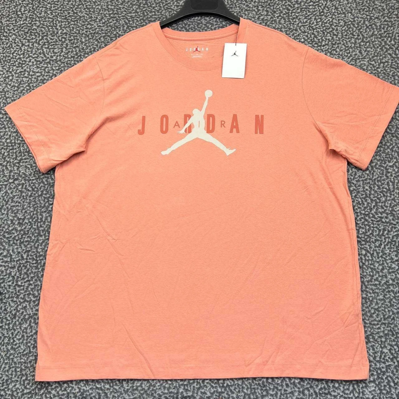 Air Jordan Shirt Men XXL Orange Jumpman Short Sleeve Crew Neck Cotton New 2XL