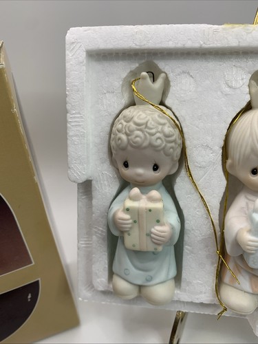 Momenti Preziosi Vintage 1980 Decorazioni Natalizie Wee Tre Re Set Con Scatola Raro - Foto 6 di 21