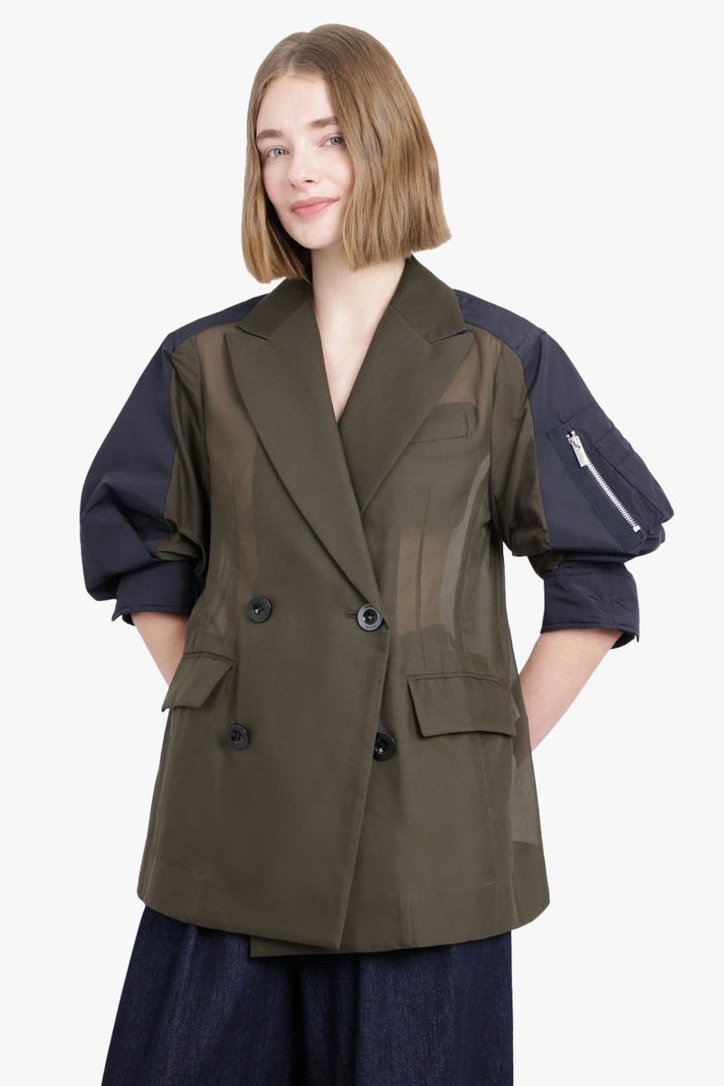 サカイ　sacai 2024SS Voile x Taffeta Jacket Sacai Voile x Taffeta Jacket - Size 1 - NWTs - Navy | eBay