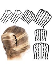 Black Metal Hair Fork Clip Bun Comb Messy Side Hairpin Styling Accessory Women