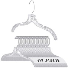 40 Pcs Clear Plastic Hangers for Clothes Acrylic Crystal Cut Hangers Non Slip...