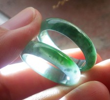 2 Pcs Certified Green 100 A JADE Jadeite Circle RING USA. 7.25  7.25    712931