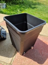 Plastic Square Plant Pot 25 cm x 11 Litre Black. Heavy Duty. 10 Pots