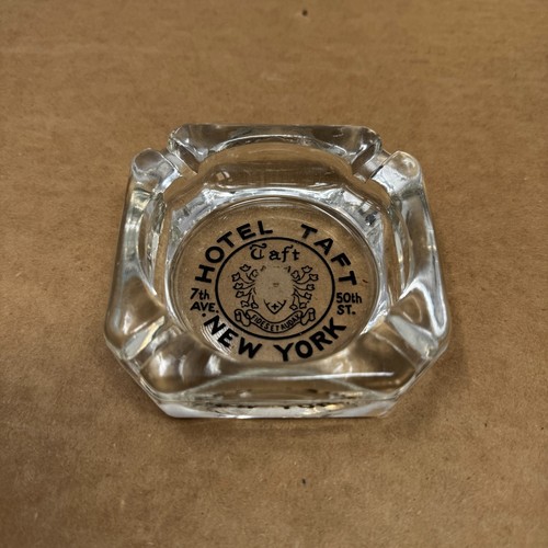 VTG Marketing Ashtray Glass Square MCM Hotel Taft New York City 7th Ave NYC