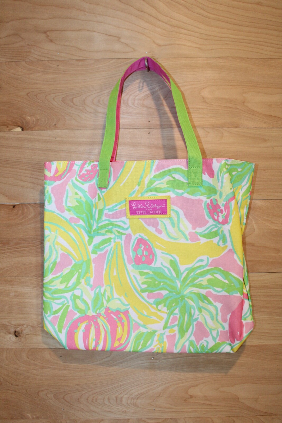 Lily Pulitzer Estee Lauder Shoulder Bag Canvas Tote Large Pink