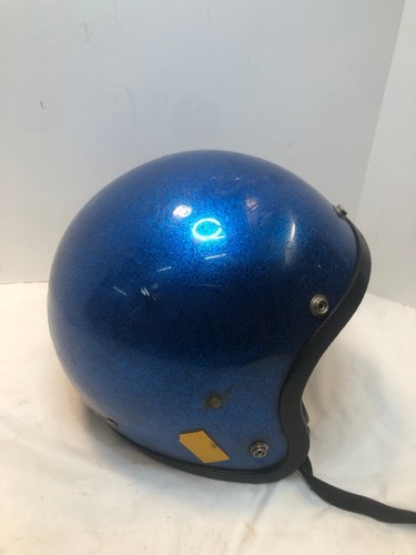 Vintage 1970's Lear LSI-4150 Motorcycle Bike Helmet Blue Sparkle Small