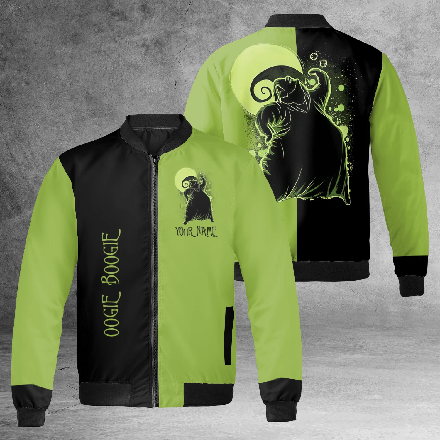 Personalized Oogie Boogie Nightmare Before Christmas Black & Green Jacket