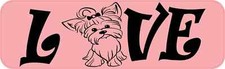 10x3 Love Yorkie Bumper Sticker Vinyl Pet Dog Stickers Animal Dogs Vehicle Decal