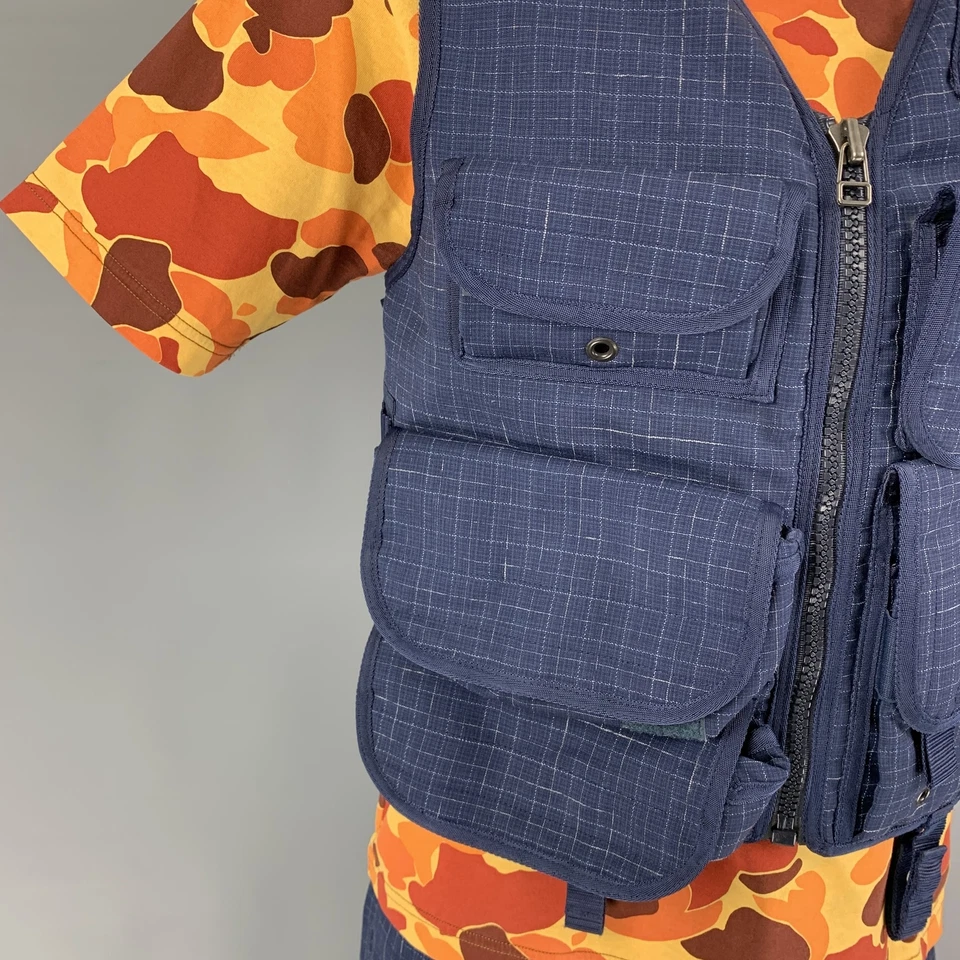 JUNYA WATANABE SS19 Size M Blue Yellow Grosgrain Utility Vest Shorts Tee 3PC Set Foto 3 de 4