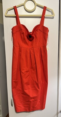 Moschino Red empire dress With Flower Brooch size 0 NWT Sexy Mini