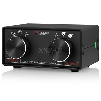 Black MC3 XLR Balance to RCA Passive Stereo Converter Metal Case Audio Switcher