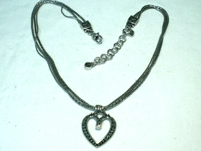 Brighton Argent Ton 3-Chains Pendentif Coeur Collier - Photo 1/4