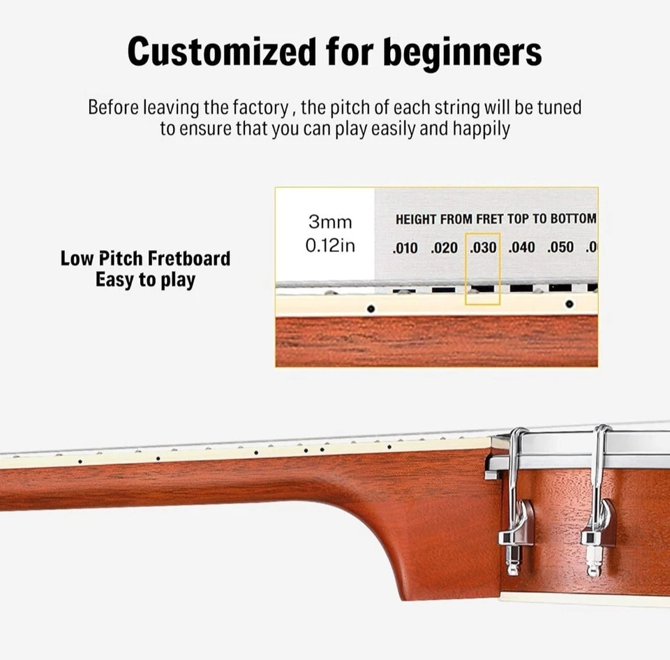 Banjolele 4 String Banjo Ukulele Kit Stringed Musical Instruments for Adult Begi - Image 4 of 4