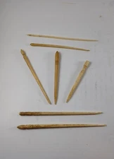 7 Antique Vintage Bone Bodkins Needles & Crotchet Net Hooks