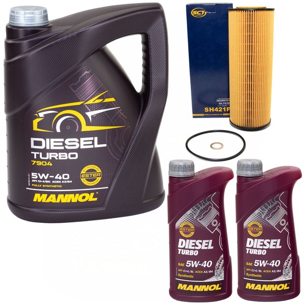 MotoröL Set Mannol Diesel Turbo 5W40 API 7 Liter + ÖLfilter FüR VW Passat 2.5TDI-image