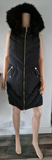 Threadbare Black Longline Women Padded Gilet With Gold Details Size Uk 10 Rrp£50