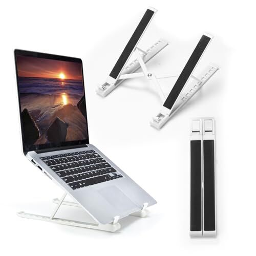 Portable ABS + Silicone White Laptop Stand for Desk